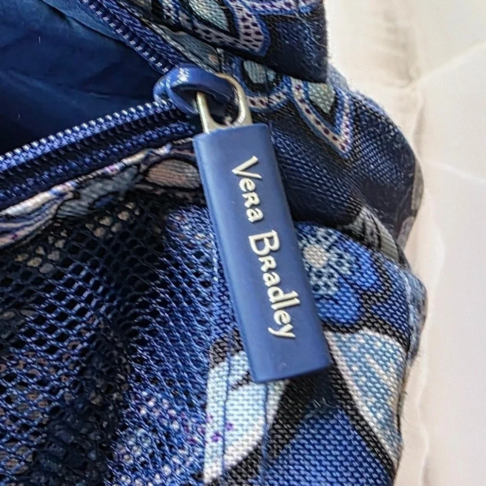 Vera Bradley Blue Floral‎ Canvas Backpack Multi Pocket School Travel Bag P4